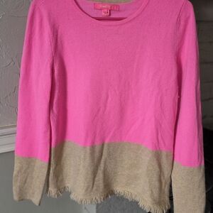 Lilly Pulitzer Pink and Tan Crew Neck Sweater